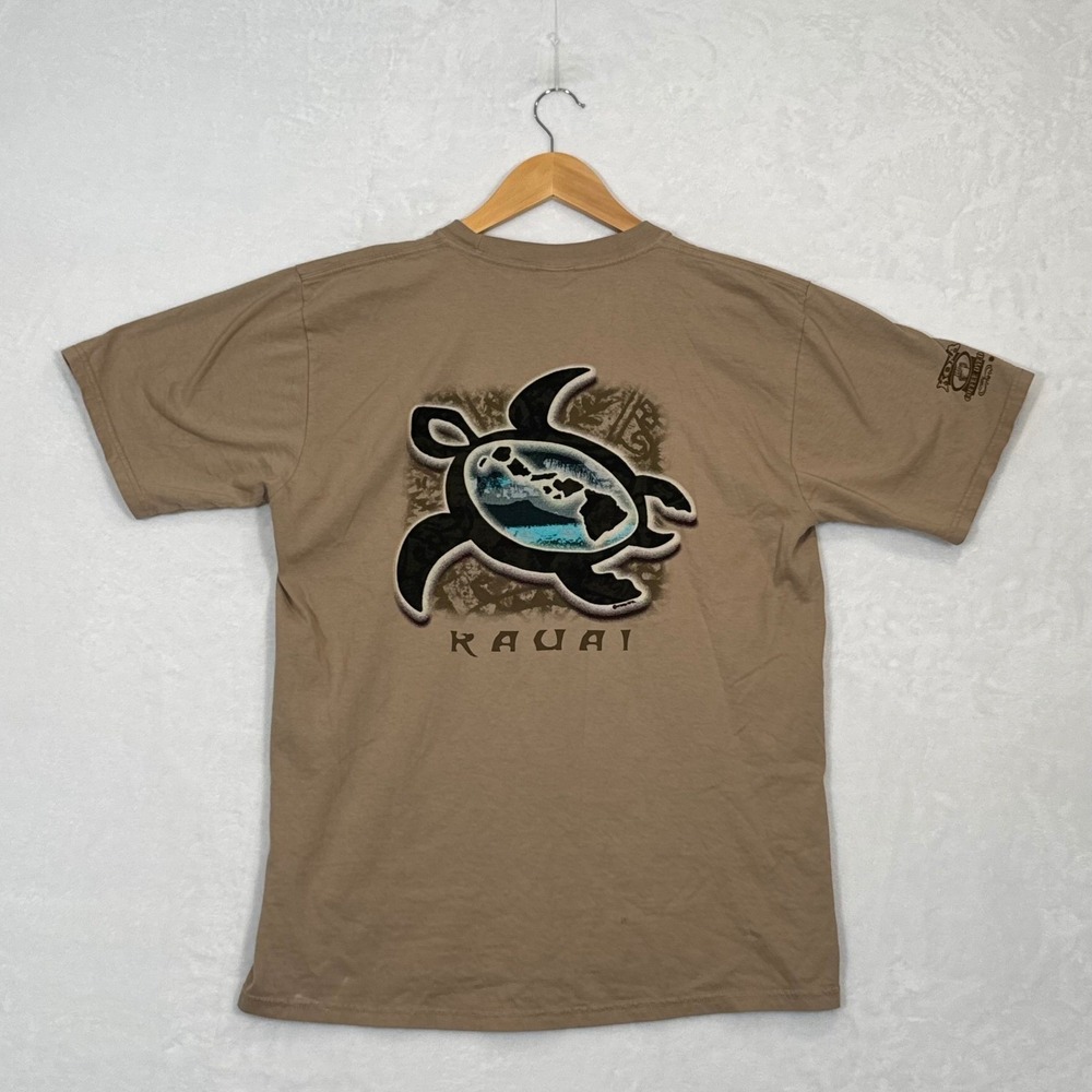 Vintage Crazy Shirts Tan Kauai Sea Turtle Graphic T-Shirt Medium